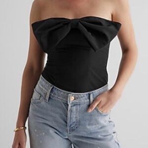 NWT - Express Black Strapless Bow Top
